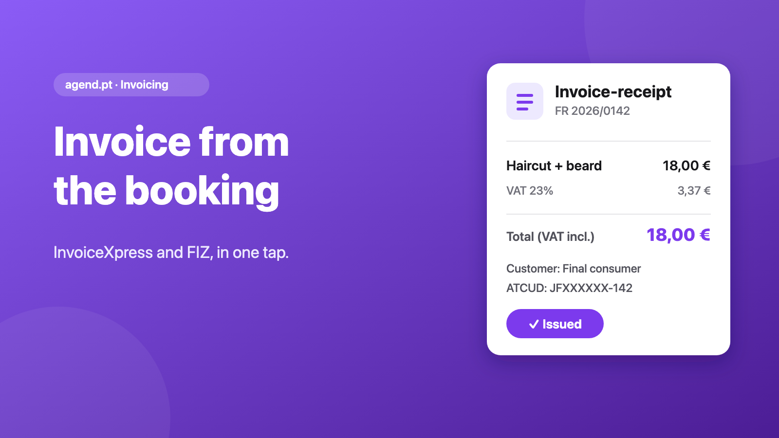 Invoice from a booking: InvoiceXpress and FIZ guide