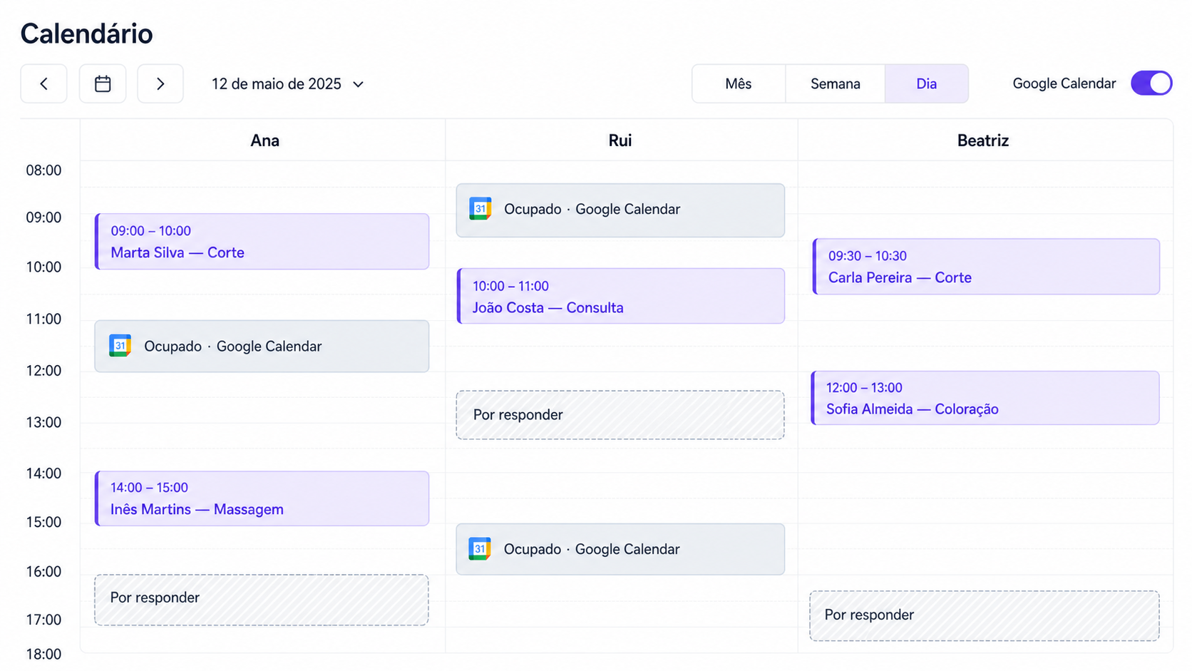 Google Calendar dentro do agend.pt: visão unificada